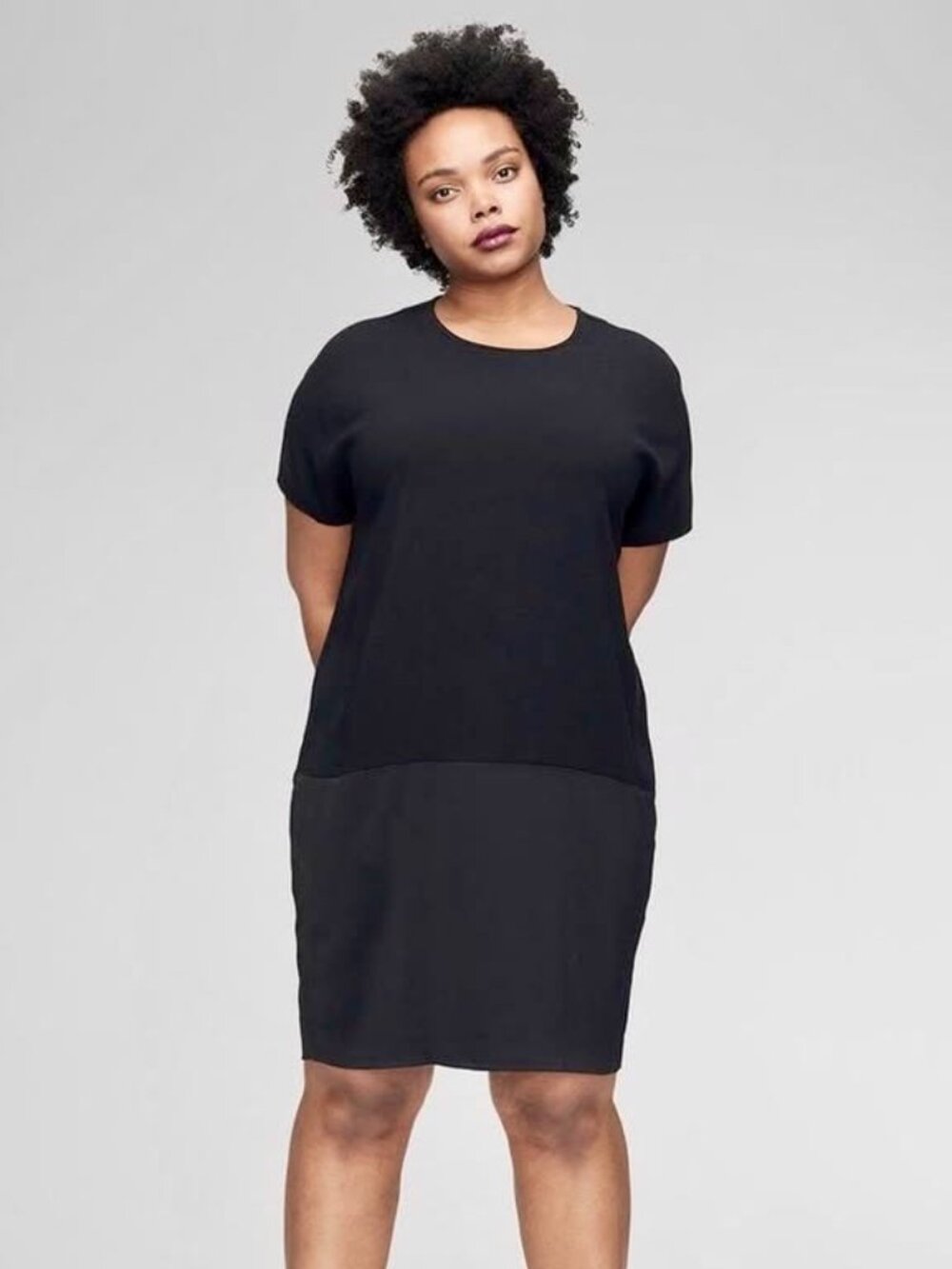 Universal Standard Avenir Cocoon Dress Black Mixed Media Women's 18/20 M